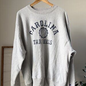 Men's CHAMPION Reverse Weave North Carolina Tarheels Sweatshirt Gray Large L